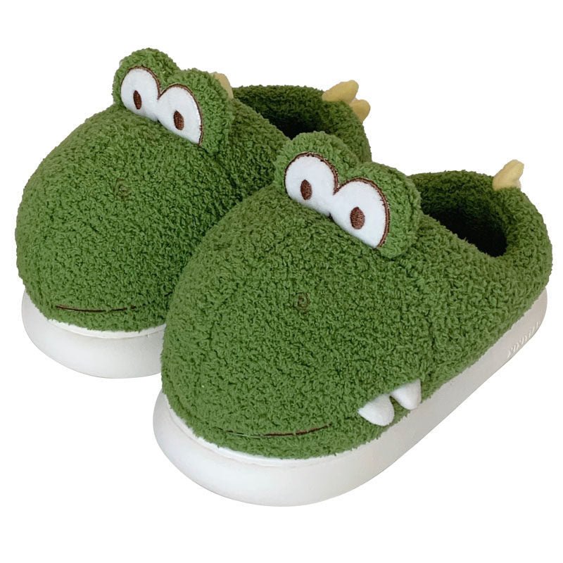 Warm Fuzzy Dino Plush Slippers