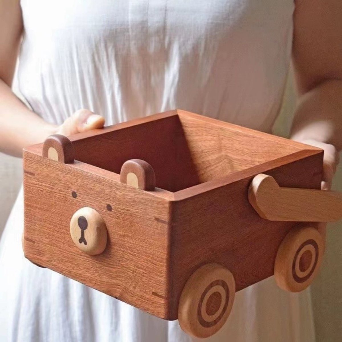 Wooden Teddy Bear Basket