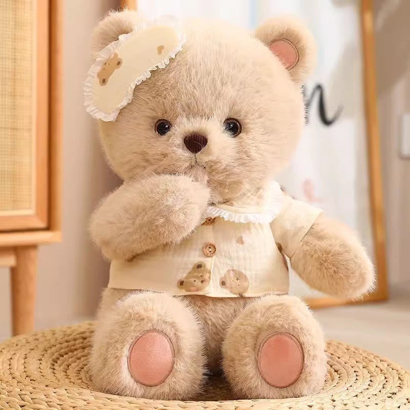 Lullaby Bear: Mini Brown teddy Bear | Sleepy Cuddle Bear