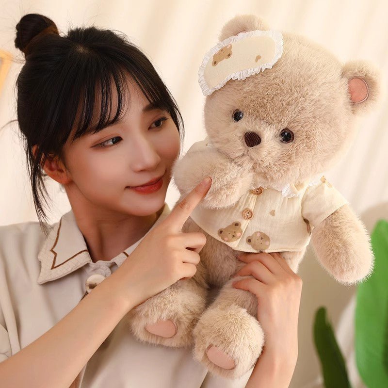 Lullaby Bear: Mini Brown teddy Bear | Sleepy Cuddle Bear