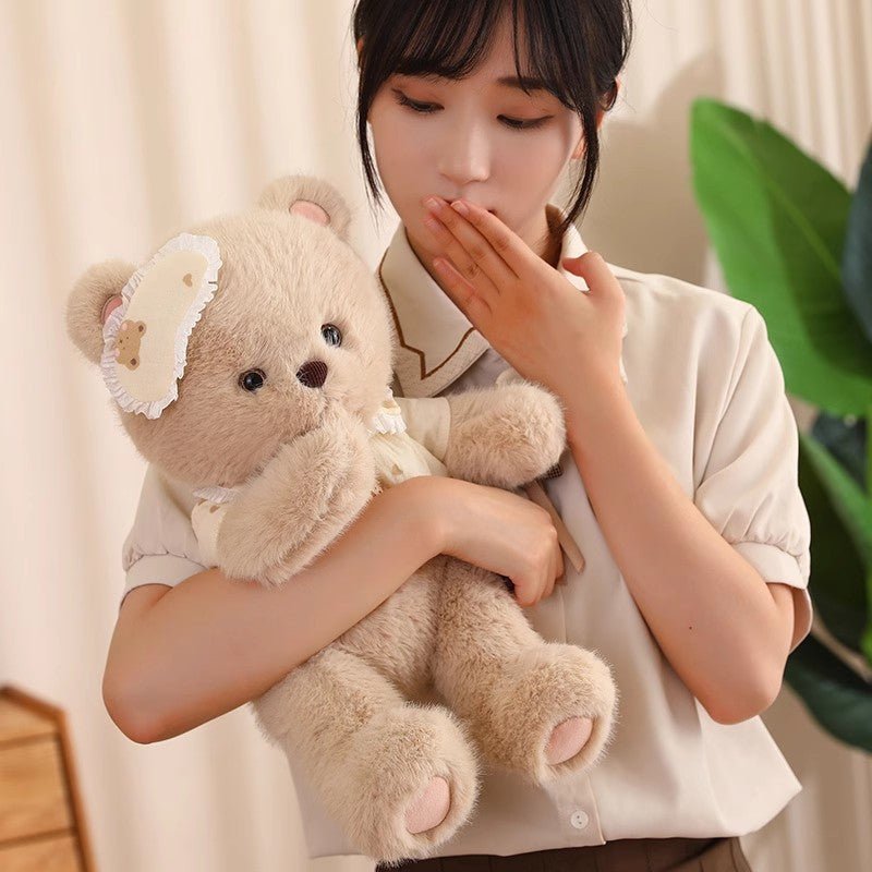 Lullaby Bear: Mini Brown teddy Bear | Sleepy Cuddle Bear