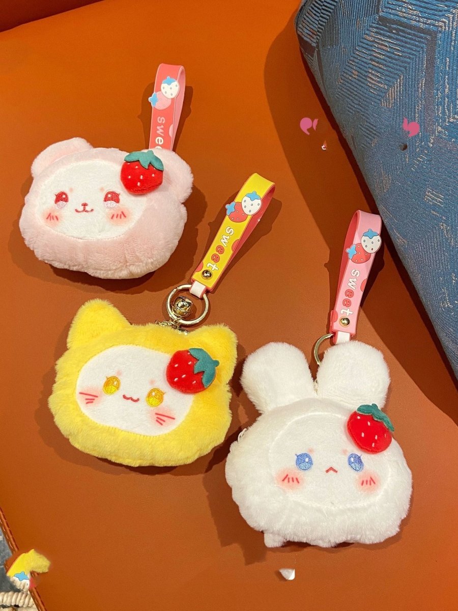 Peachy Kawaii Bunny Plushie Keychain+ Coin Purse | Lil beans Keychain