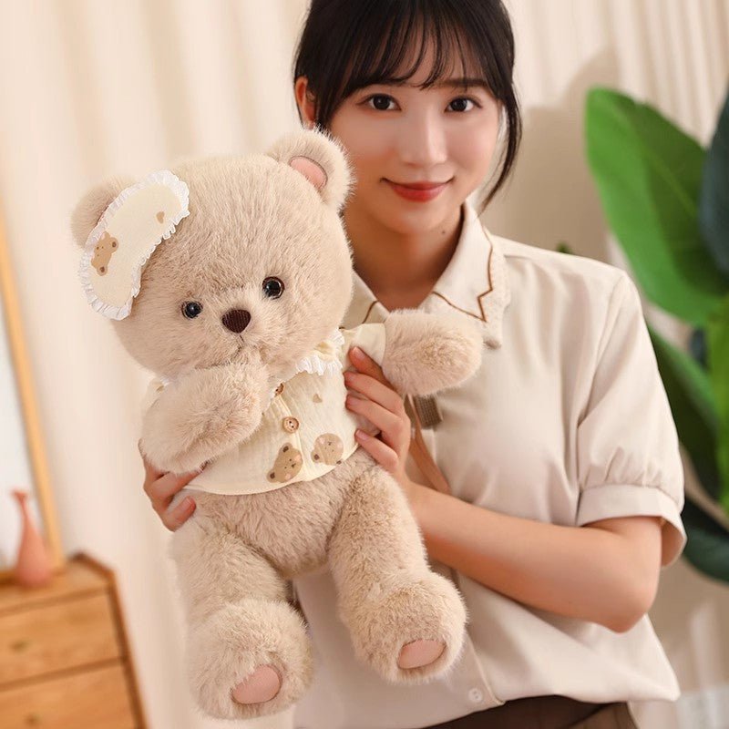 Lullaby Bear: Mini Brown teddy Bear | Sleepy Cuddle Bear