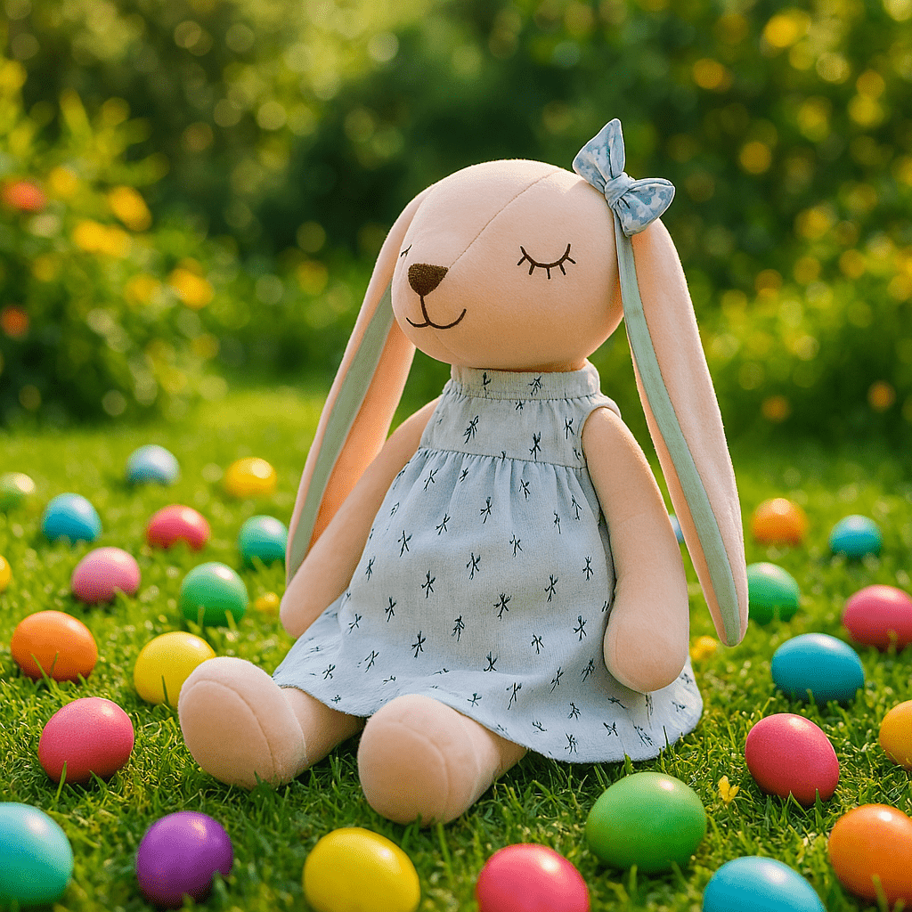 Poppy: Cute Pink and Blue Fluffy Bunny Plushie