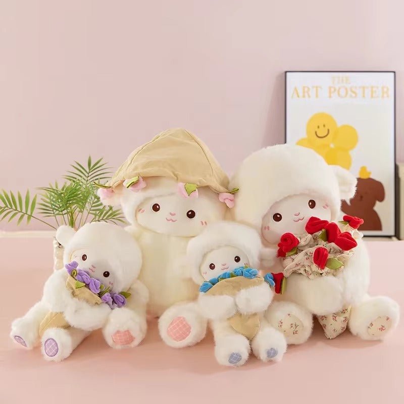 Blooming Lamb Plushie | Cute Lamb Plush With Bouquet