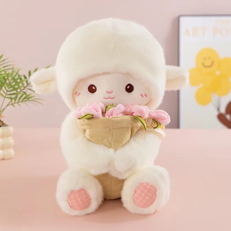 Blooming Lamb Plushie | Cute Lamb Plush With Bouquet
