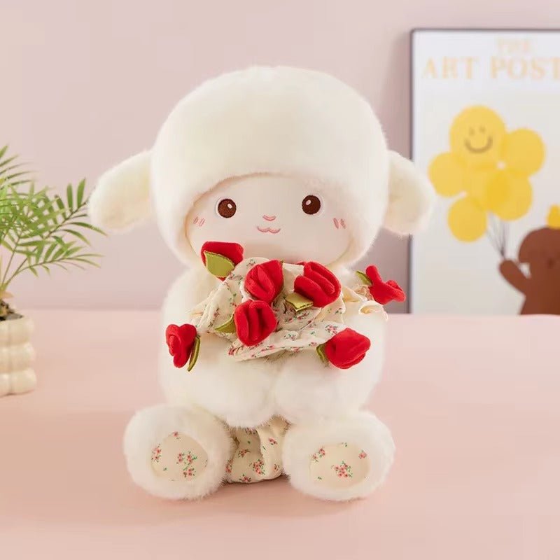 Blooming Lamb Plushie | Cute Lamb Plush With Bouquet