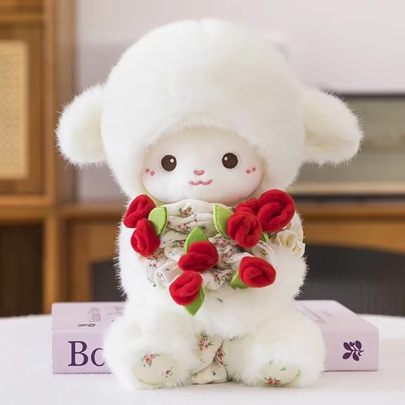 Blooming Lamb Plushie | Cute Lamb Plush With Bouquet