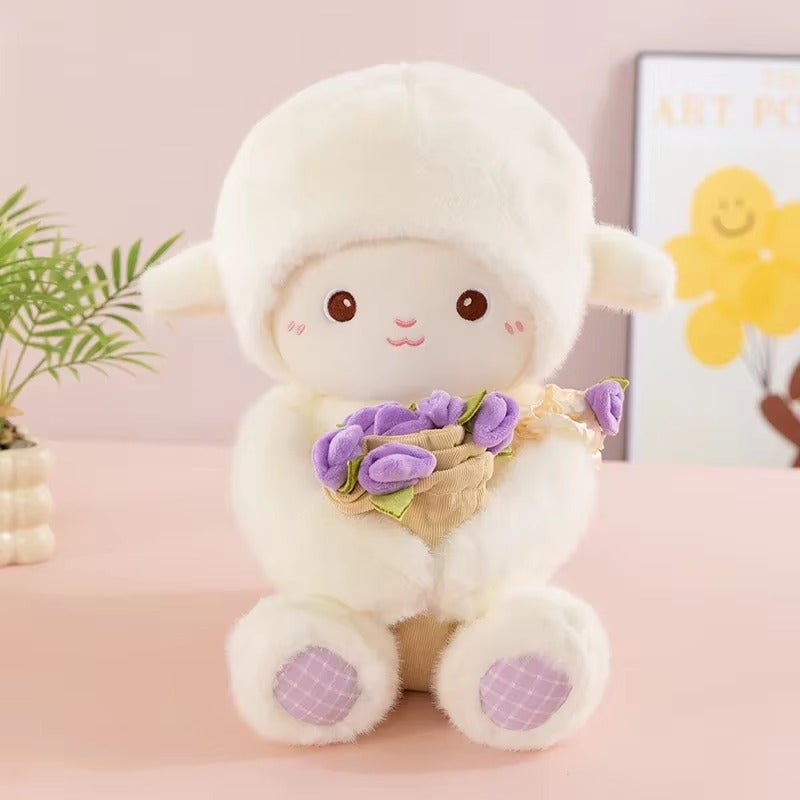 Blooming Lamb Plushie | Cute Lamb Plush With Bouquet