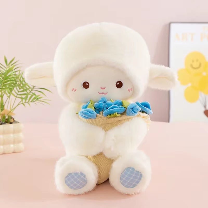 Blooming Lamb Plushie | Cute Lamb Plush With Bouquet