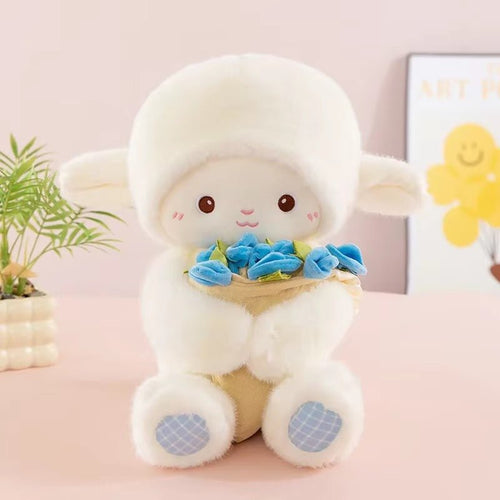 Blooming Lamb Plushie | Cute Lamb Plush With Bouquet
