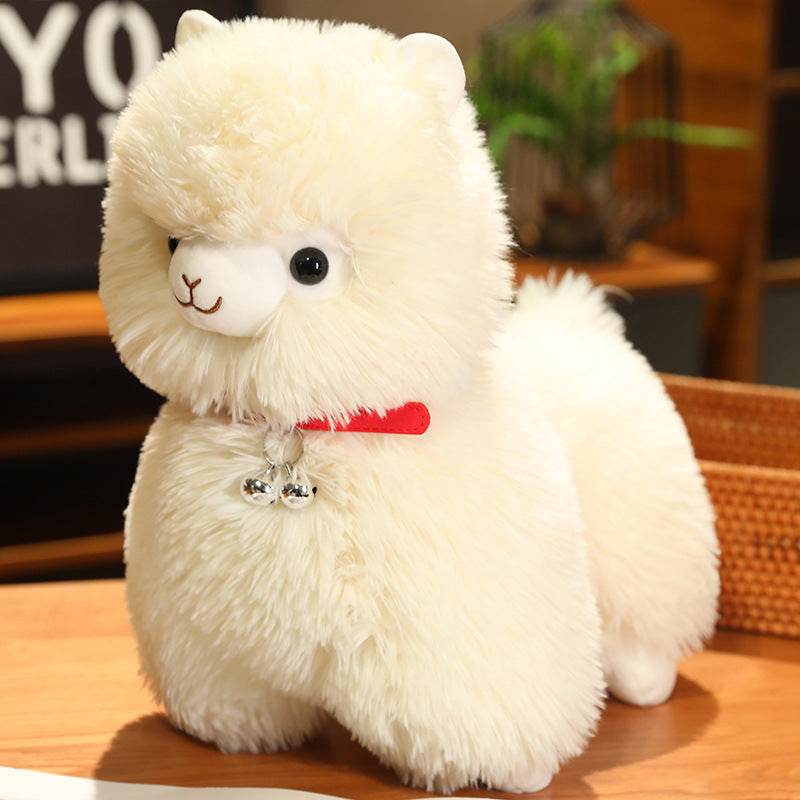 Kawaii White Pink Fluffy Alpaca Plushie