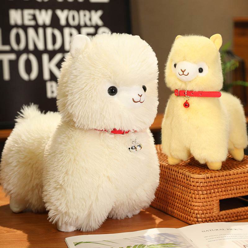 Kawaii White Pink Fluffy Alpaca Plushie