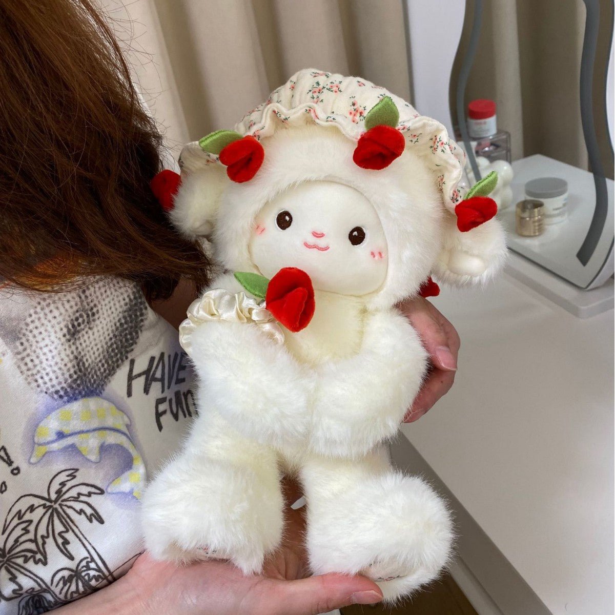 Blooming Lamb Plushie | Cute Lamb Plush With Bouquet