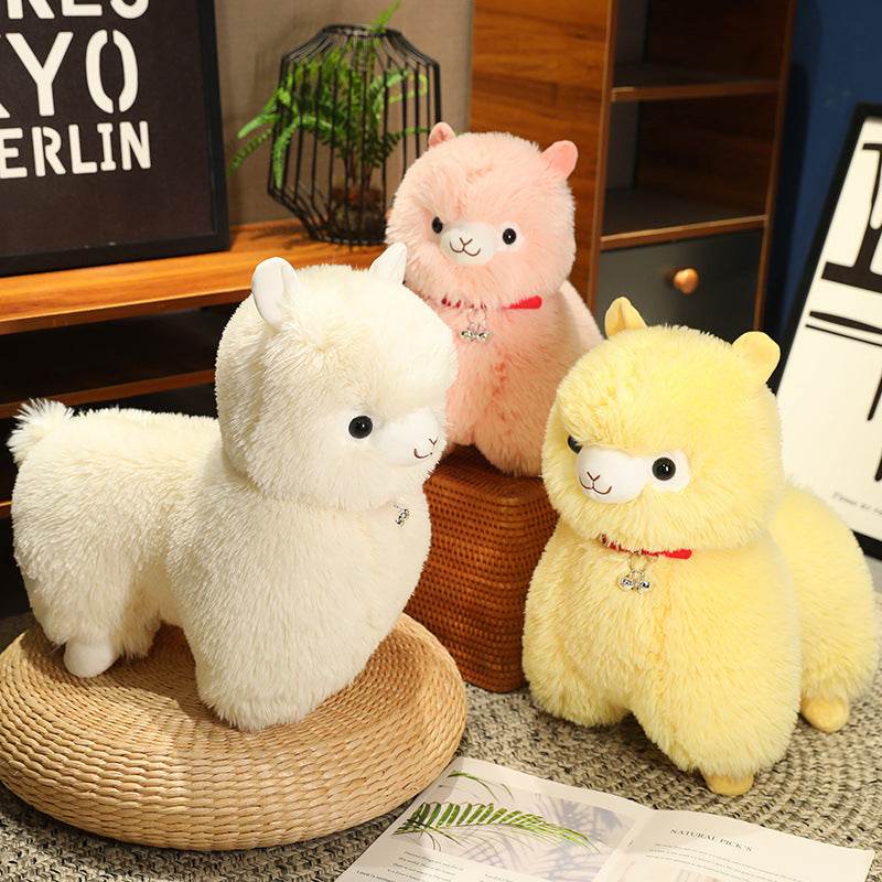 Kawaii White Pink Fluffy Alpaca Plushie