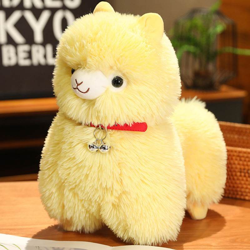 Kawaii White Pink Fluffy Alpaca Plushie