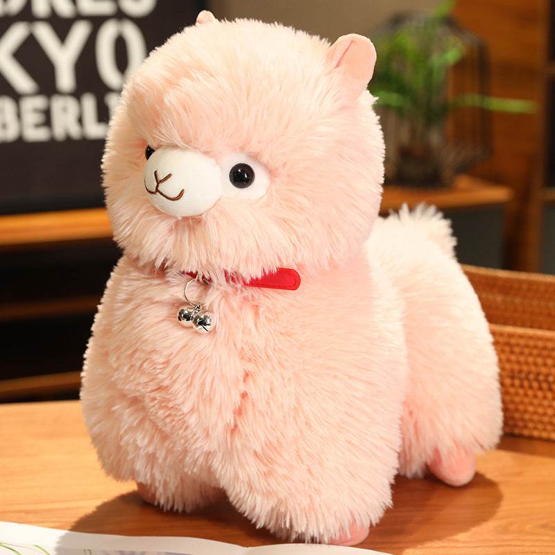 Kawaii White Pink Fluffy Alpaca Plushie