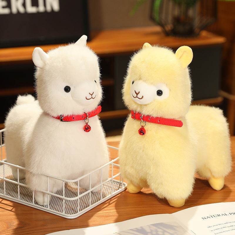 Kawaii White Pink Fluffy Alpaca Plushie