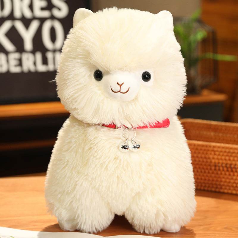 Kawaii White Pink Fluffy Alpaca Plushie
