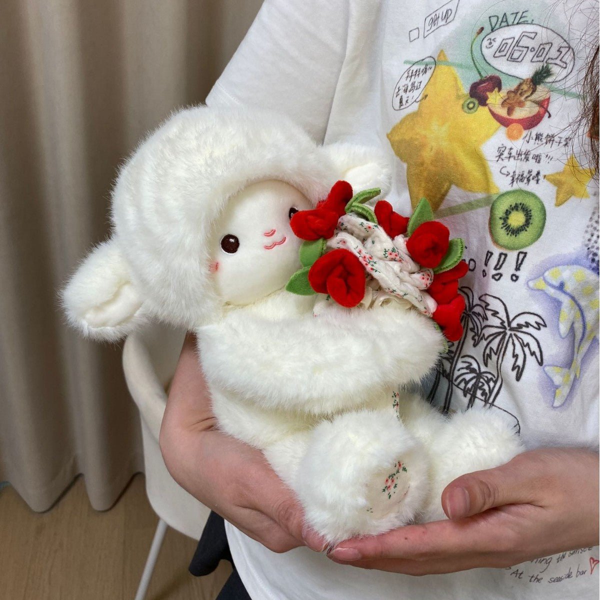 Blooming Lamb Plushie | Cute Lamb Plush With Bouquet