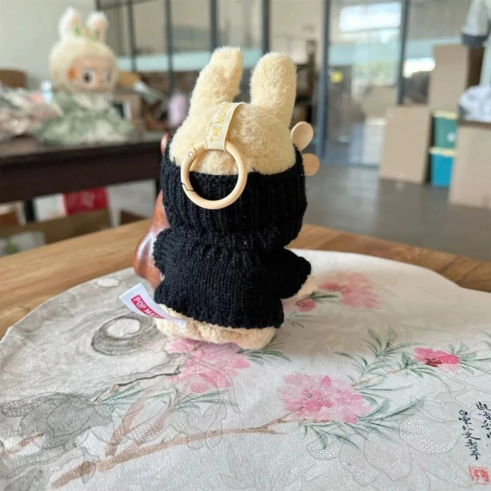 Handmade Black & White Labubu Heart Cozy Knit Outfit