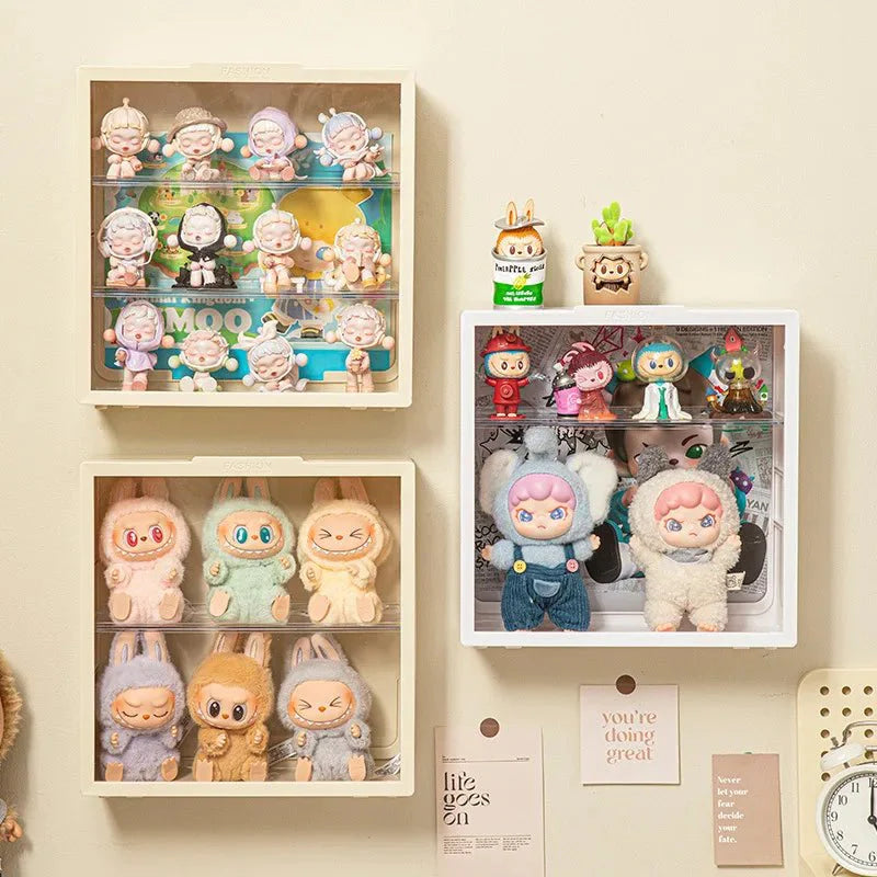 Labubu Display Cabinet – Clear Acrylic Dustproof Wall-Mount Case