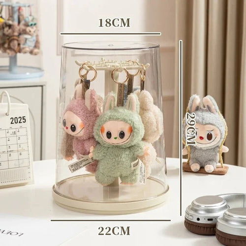 360° Rotating Clear Acrylic Labubu Display Case – Dustproof & Stackable