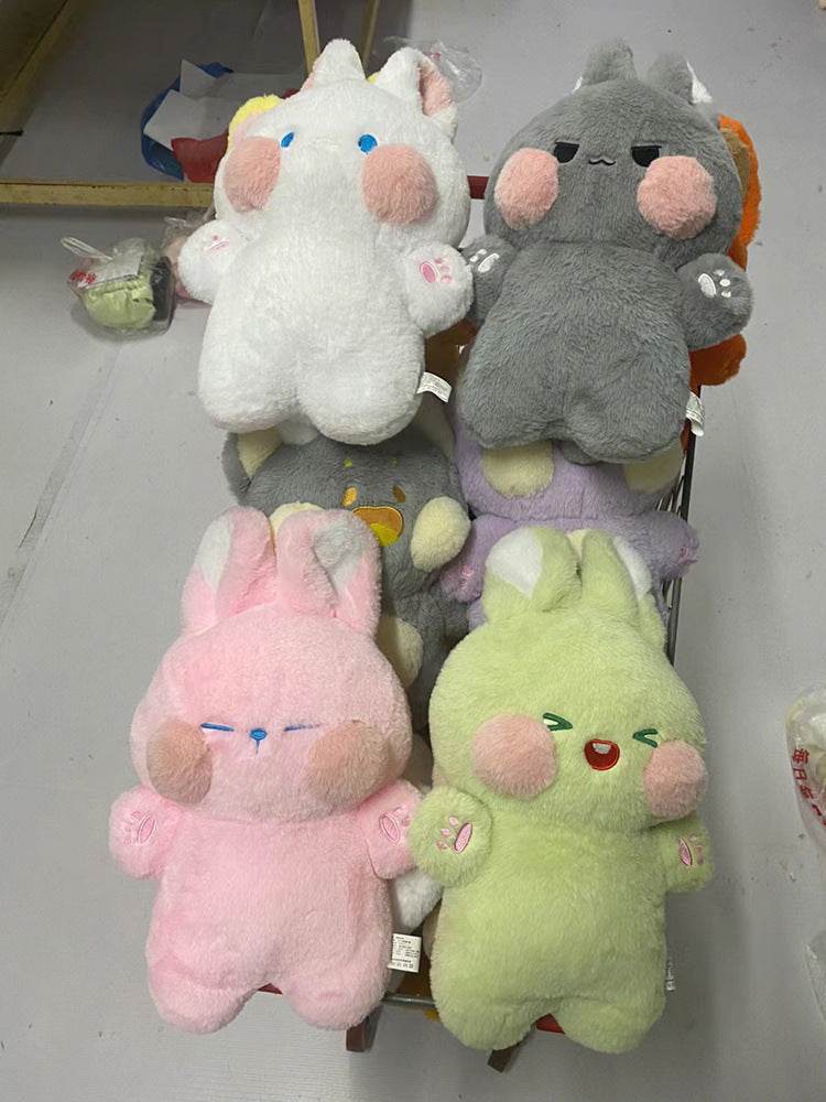 Buttons: Fluffy White Kawaii Bunny | Stuffed Animal Bunny