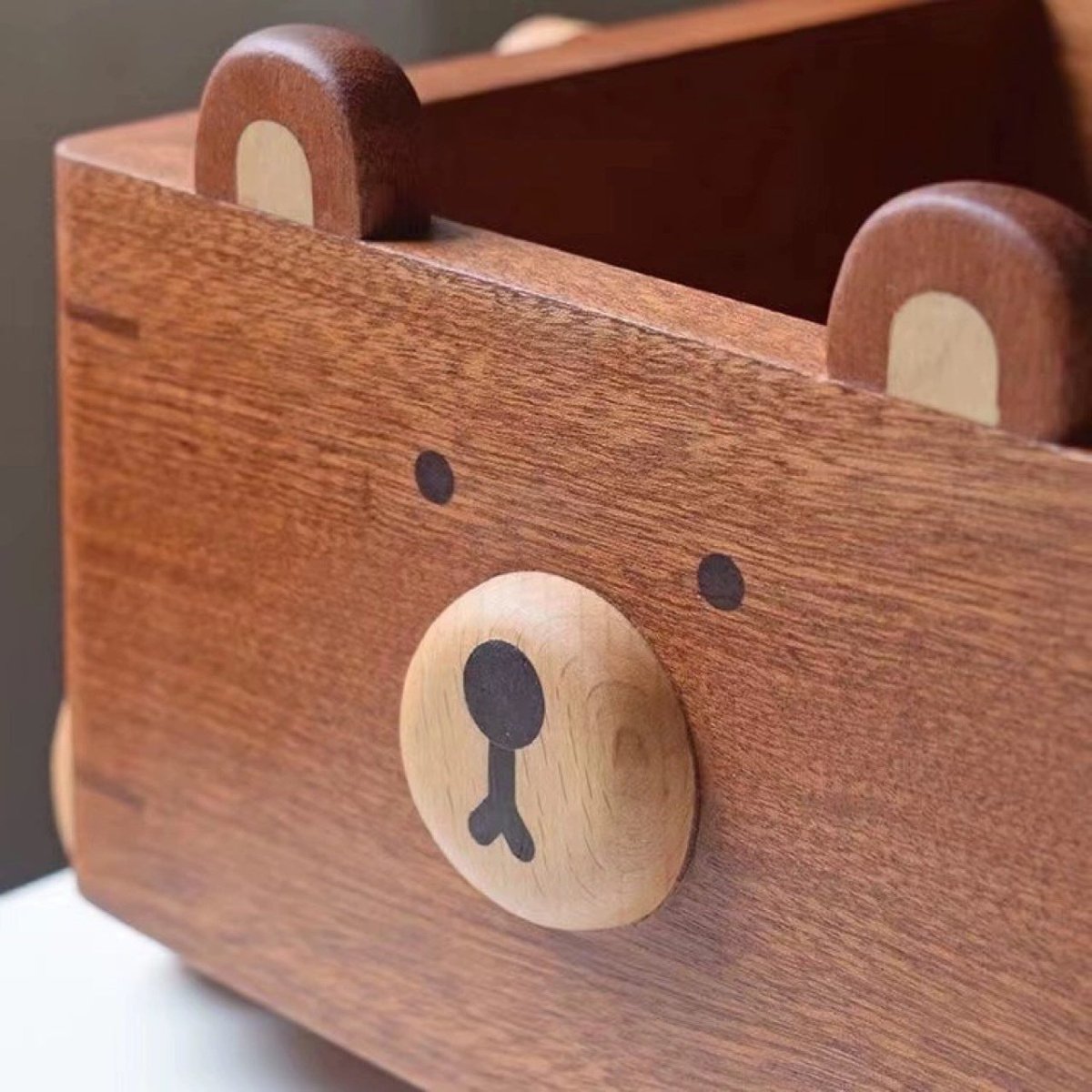 Wooden Teddy Bear Basket