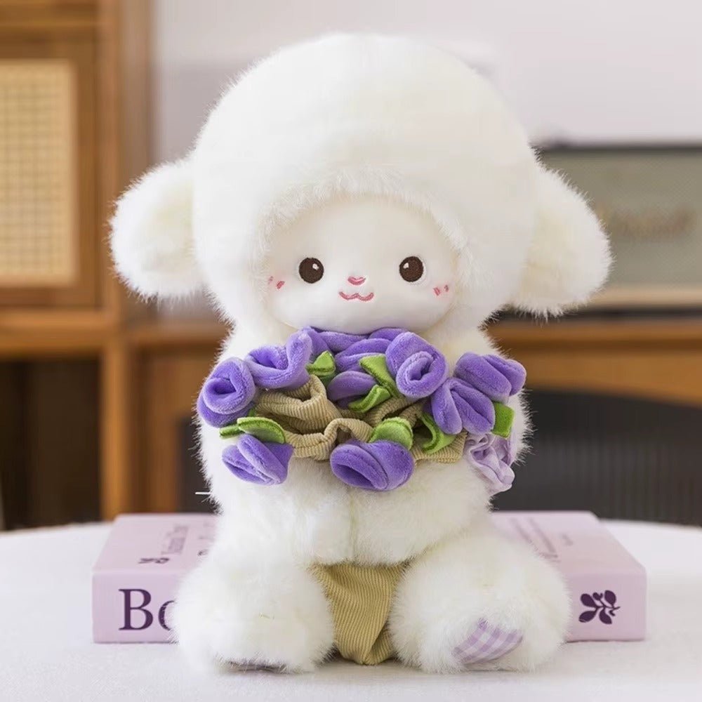Blooming Lamb Plushie | Cute Lamb Plush With Bouquet